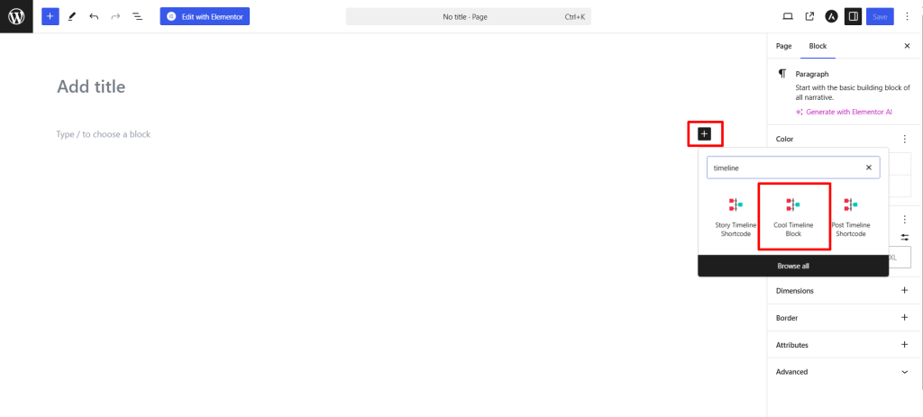 Gutenberg-block based timeline