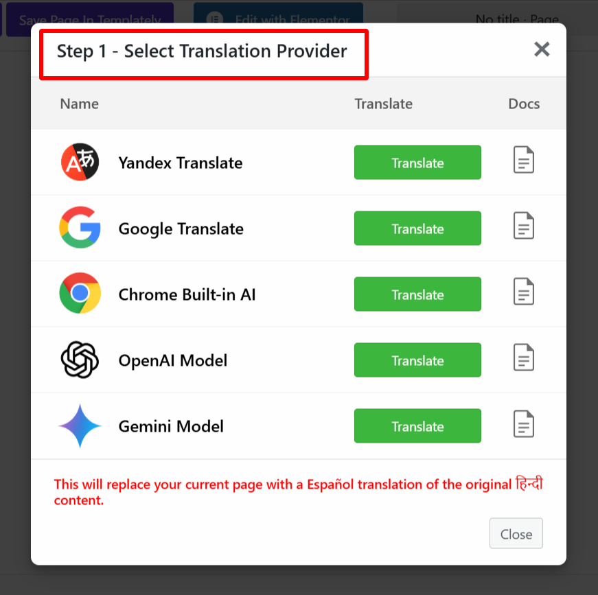select translation model
