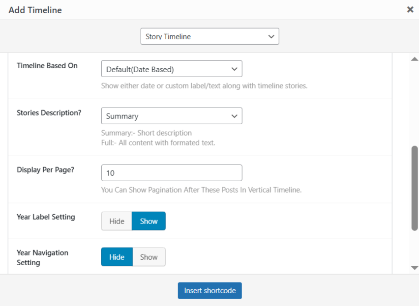 classic editor general settings shortcode