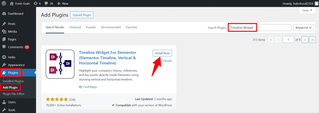 install timeline widget for elementor plugin
