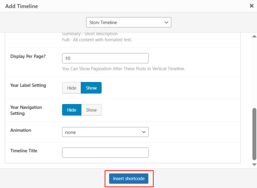 shortcode general settings
